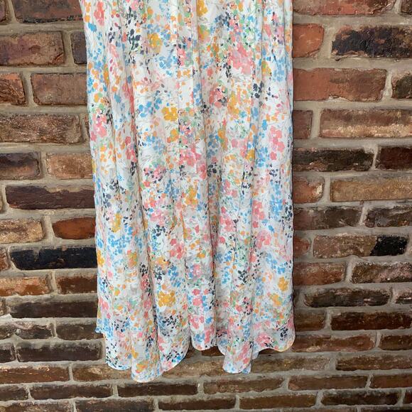 Rachel Roy White Floral Cold Shoulder Chiffon Midi Dress Women's Size 0 - Picture 4 of 7